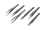 SE TW65-6B 6-Piece Black-Coated Non-Magnetic Tweezers Set [並行輸入品]
