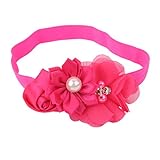 Perfk キッズ　赤ちゃん 　弾性　ヘアバンド　ヘッドバンド　ヘアアクセサリー 　小道具　髪飾り　出産祝い　全12色 - バラ