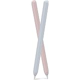 AhaStyle 超薄型 Apple Pencil 2 シリコン保護ケース Apple Pencil 第二世代のみに適用 二本セット (水色，ピンク)