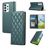Gedurya Galaxy A53 5G 用 ケース 手帳型 ギャラクシーa53 5g ケース SC-53C SCG15 携帯カバー RFIDブロッキング カード収納 財布型 Galaxy A53 5G スマホケース 6.5インチ対応 マグネット式 スタンド機能 全面保護 耐衝撃 ひし形 グリッド 刺繍 パターン - ブラック