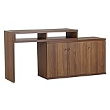 arne テレビ台 パソコンデスク 完成品 伸縮 コーナー ハイタイプ キャビネット T+D 105W扉 ブラウン