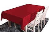 haruju テーブルクロス テーブルマット リネン キッチン ファブリック 無地 正方形 長方形 (レッド, 140×140cm)