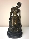 ブロンズ真鍮アートホットStatue – Beach Photo Shoot – Naked Girl – Onハードロック – 完全にNaked Tease – モデルポーズ – Big Breas