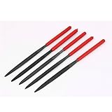 uxcell　ヤスリセット　ハーフラウンド　レッドプラスチックハンドル　ハンドツール　グレー　180mm長さ　5PCS