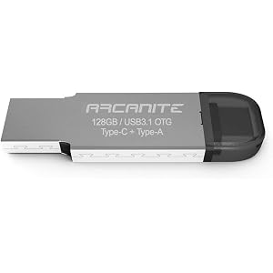 ARCANITE 128GB OTG USB 3.1 Type-C + Type A デュアルフラッシュドライブ - A…