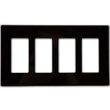 Enerlites 4-組ねじなし壁プレートカバー 壊れない 子どもに安全 ホワイト ライトアーモンド ブラック 4 Gang SI8834-BK 1