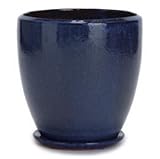 ビトロ ドゥオ 受け皿付き　12号　植木鉢 (ブルー釉)
