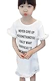 Plus Nao(プラスナオ) ミニワンピース フリルワンピース Tシャツワンピース 子供服 女の子 女児 小学生 キッズ KIDS 半袖 ロゴプリント 白 ホワイト 120