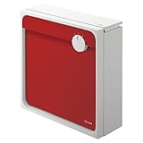Qual 大型郵便物対応戸建郵便受箱(壁付タイプ) ホワイト×レッド 450mm×160mm×450mm