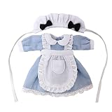 rakulifey オビツ11衣装セット お洋服 ＯＢ11サイズ服 ワンピース メイド服 オビツドール11ｃm 3点セット お誕生日プレゼント (ブルー)