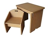 [手づくり雑貨工房]高耐久性・特殊強化ダンボール・子供用・机イスセット～日本製・職人のハンドメイド～ (ベージュ)