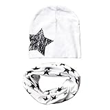 Ochine　ベビー　キッズ　子供　大きい星柄帽子＋小さい星柄マフラー　コットン　二点セット　超可愛い　男女兼用　保温防寒　撮影用にも　出産祝い　贈り物　フリーサイズ　7色選択