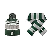 NCAA Michigan State Spartans Altitudeビーニー帽子とストライプラグビースカーフ2パックバンドル