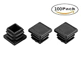 スクエアチューブ挿入、19 mm x 19 mmエンド穴プラグブランクキャップカバーパイプPost Glide椅子テーブル脚100個ブラックプラスチック