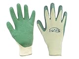 SAS Safety 6638 Cotton/Poly Knit with Green Latex Coated Palm Gloves Large [並行輸入品]