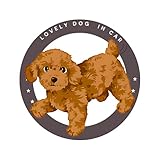【rakunasu】 車用ステッカー 犬 トイプードル マグネットタイプ 耐候 耐水 ペット 円形 マグネット W11cm×H11cm 1枚