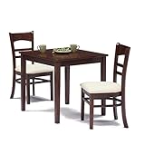 ダイニングテーブルセット 3点セット 2人掛け 木製 (ダークブラウン)