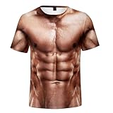 [Zleufirty] 筋肉tシャツ タトゥー 3Dプリント メンズ Tシャツ 半袖 おもしろtシャツシ マッチョtシャツ ストリート系 春夏秋服 (JP, アルファベット, 2XL, マッスル)