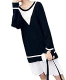 (オーセンティック) AUTHENTIC マタニティ ニット ワンピース プリーツ 妊婦服 産前 産後 ゆったり 秋冬 お出かけ (Free, ブラック)