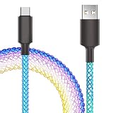 光る タイプc ケーブル 2m 66W/3A 急速充電 cタイプ ケーブル 短い type-c ケーブル usb a to c アンドロイド 充電ケーブル 断線防止 超高耐久 RGB 車用 タイプシー 充電コード usb c ケーブル Galaxy/Sony/Huawei/Xiaomi/OnePlus/Xperiaその他Android USB-C機器対応 マルチカラー