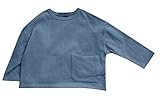 Plus Nao(プラスナオ) こなれ感でくすみカラーが可愛いめちゃ伸び素材のキッズ トレーナー スウェット 韓国子供服 無地 トップス クルーネ 90 ダークブルー