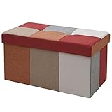 山善(YAMAZEN) リビング収納スツール 76×38cm パッチワーク LSPW-76(R/O) オレンジマルチ柄