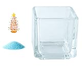 花市場直送便 ミニチュアガラス ドットツリー ピンク & カラーサンド スカイブルー & 植え込み用グラス ニューブロックS