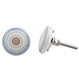 Indian Shelf Handmade Ceramic and Metal Wheel Knob Set, Multicolor, Set of 12 by IndianShelf