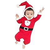 Fheaven (TM) クリアランス 新生児 赤ちゃん 長袖 ロンパース キッズ 女の子 男の子 クリスマス 刺繍 フード付き ボディスーツ ジャンプスーツ 洋服 6-12 Months グリーン