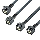10Gtek 内部 Mini SAS HD SFF-8643 ケーブル, サイドバンド付き, 0.5メートル, 折りたたみ式, フレキシブル, 2本入