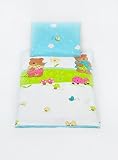Pram, cot BABY BEDDING SET, duvet approx. 70x50cm + pillow, nursery, toddler (pattern: teddys in a g