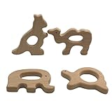 Kissteether 8pcs DIYのウッドカンガルーカメ象のキャメルベビーテザー看護師ベビー歯ブラシのおもちゃオーガニック幼児の歯垢ホルダーおもちゃ手作りの赤ちゃん木製歯垢ギフト (8pcs)