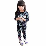 tenworld Little Girls Outfit Clothes PrintedアスレチックTシャツセーター+パンツスーツ カラー: ブラック