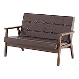 SATO セレノソファ 2人掛けクロス PVCブラウン 肘ダークブラウン