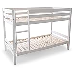 二段ベッド 天然木 すのこ板 ヨーロッパデザイン はしご左右付け替え可能 キッズベッド シングル ホワイト