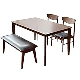 Feliz 1350ダイニングテーブル 4点セット ダイニングテーブル No.18(ブラウン ウォールナット) 1卓＋チェアNo.11 (ブラウン/ブラックレザー) 2脚＋ベンチNo.14 (ブラウン/ブラックレザー) 1脚