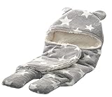 scoray 【おくるみ】 新生児 帽子付き カバーオール ロンパース グレー (小)