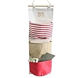 Huele 3ポケットリネン生地ホームクローゼット壁ドアHangingストレージバッグオーガナイザー