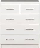 ホワイト家具 ４段チェスト 60cm幅 引出(大)３杯／引出(小)２杯 魅せる収納