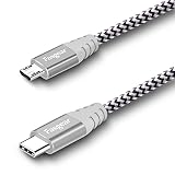 Fasgear USB C - Micro USBケーブル 1m ナイロン編組タイプC - Micro USBコード Galaxy S7 / S6、HTC One / 10などに対応 (グレー, 1m)