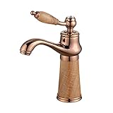 Hiendure 真鍮シングルレバー洗面器の蛇口、ローズゴールド