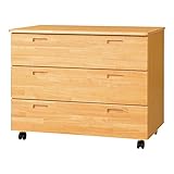 小島工芸 日本製 組立不要 健康仕様のFフォースター 引き出し3段 キャスター付き 幅90cm チェスト チェストラークUP ライト [奥行58cm 高さ72cm] 1341416