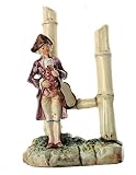 c1880 continental spill vase with viola or violin player and bamboo spill holders
