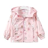 PAPA KIDS　子供服 子供コート ウインド ブレーカー フードガールズ アウター ス ジャケット カッパ レイン コート 長袖 薄手女の子 日焼け止め スポーツ (120cm, ピンク)