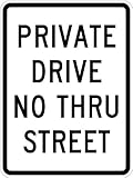 SmartSign 3M High Intensity Grade Reflective Sign Legend Private Drive No Thru Street 24 high x 18 w