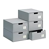 インデックス付き クラフト シューズ 収納 ボックス ５個 セット 日本製 グレー