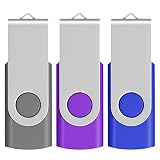 EASTBULL USBメモリ 16GB 3個セット フラッシュメモリー USB2.0 フラッシュドライブ 360° 回転式 防塵性能優れ ストラップ付き LEDライト付き (16GB 3色)