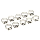 Perfk 10個入り　 ステンレス鋼　ホースクリップ　ホースクランプ　ウォームクリップ　3/4インチ-1インチ　調節可能　