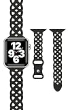 [AriRi] アップルウォッチ バンド レース柄 ラバー シリコン ベルト 38mm 40mm 41mm 42mm/10のみアップルウォッチ 10 9 se 8 7 5 4 (38mm/40mm/41mm, ブラック)