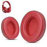 Krone Kalpasmos Beats Studio 3 交換用イヤーパッド イヤークッション Beats Studio 2 & 3 (B0501 B0500) 有線&ワイヤレスソフトメモリーフォームブラック… (赤)